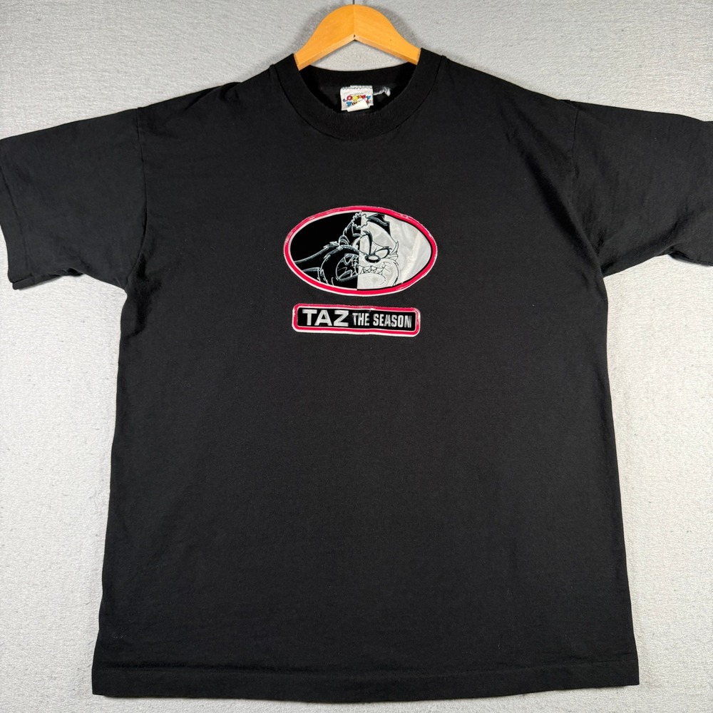 Vintage 1996 Looney‎ Tunes Taz The Season T-Shirt Mens XL Black Made In USA